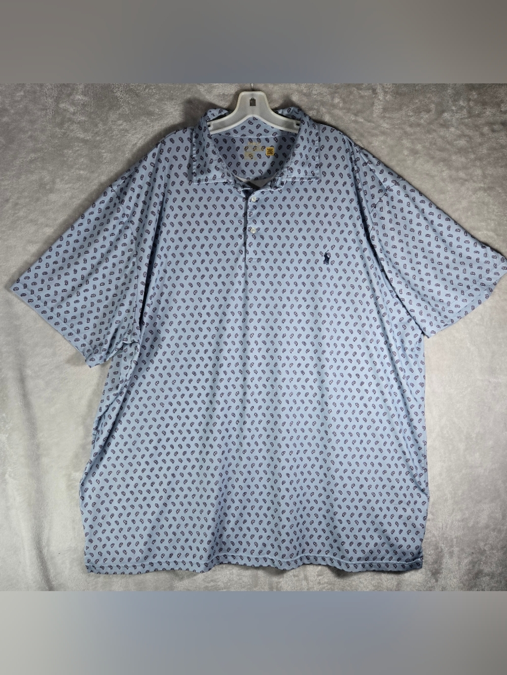 Polo Ralph Lauren Performance Polo Shirt Mens Size 3XLT Blue Paisley Stretch